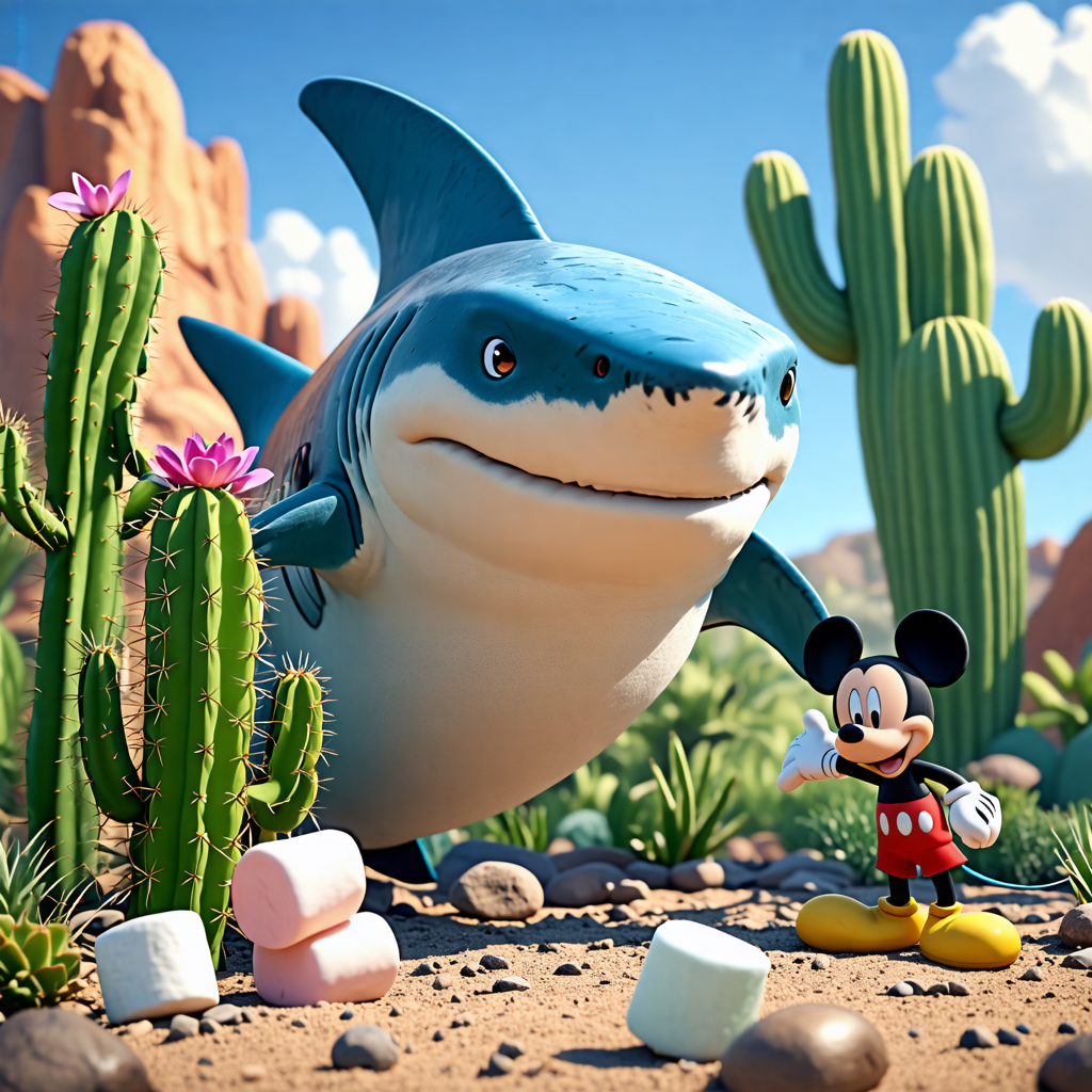 shark, cactus, mickey mouse, marshmallow